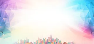 彩色创意七彩城市棱片几何背景高清