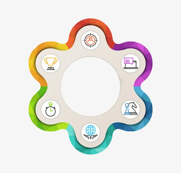 六朵花瓣PPT元素免抠