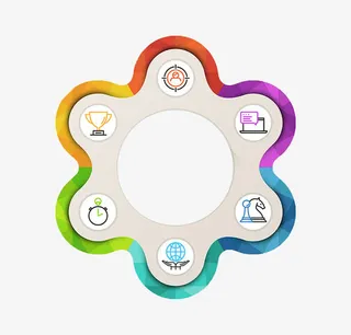 六朵花瓣PPT元素免抠