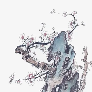 假山和梅花免抠