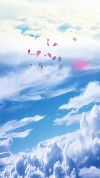 蓝天白云花瓣背景高清