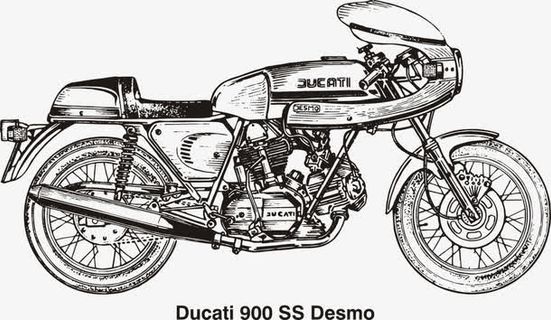 黑白线稿摩托车免抠