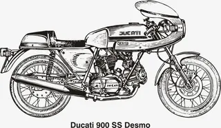 黑白线稿摩托车免抠