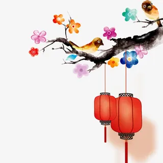 水彩春意盎然免抠