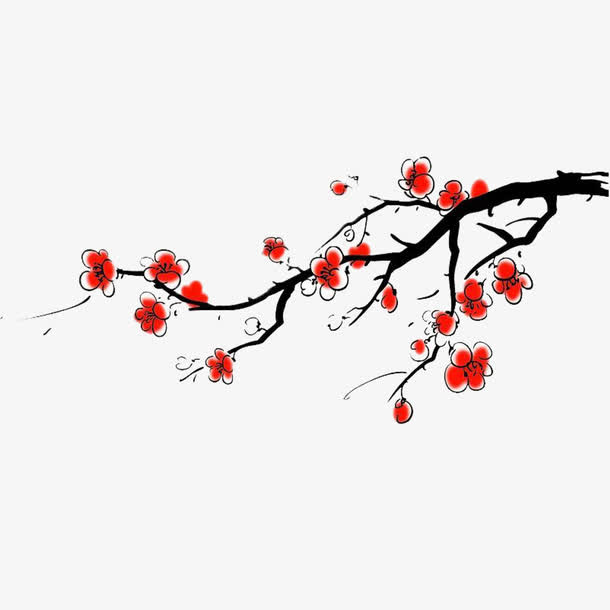 现代简约红色树枝免抠