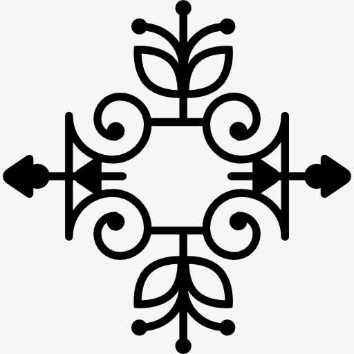 花艺设计与藤和叶子的轮廓图标免抠