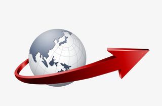 红色曲线箭头环绕地球免抠