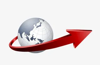 红色曲线箭头环绕地球免抠