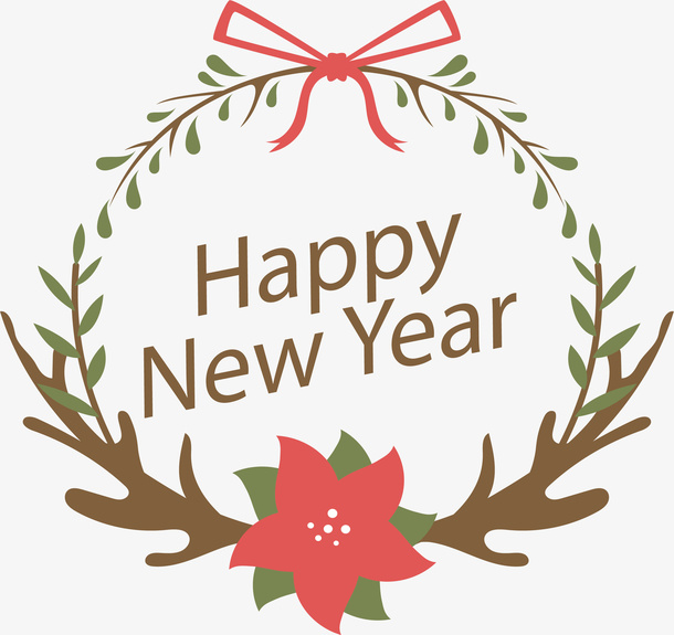树枝新年花环免抠