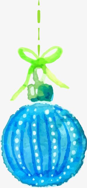 冬日蓝色水彩圣诞球免抠