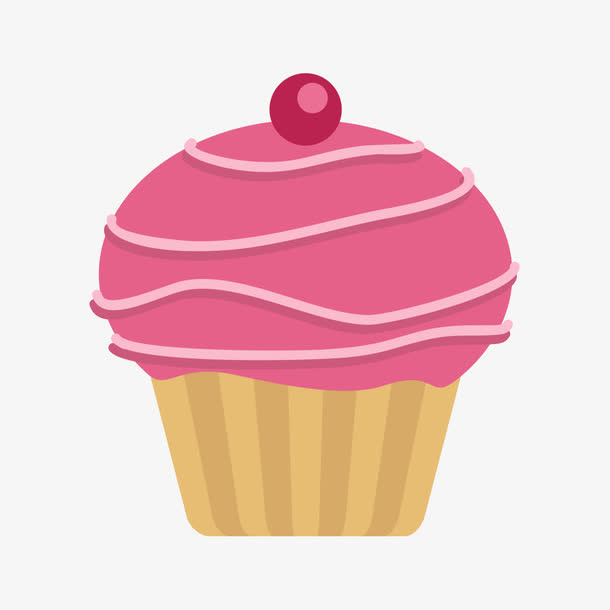 卡通纸杯粉红蛋糕免抠