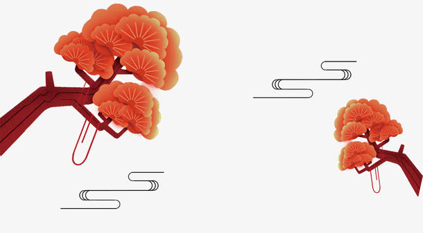 卡通迎客松装饰图案免抠手绘/卡通卡通元素