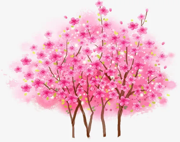 粉色桃花春季水彩画图片免抠