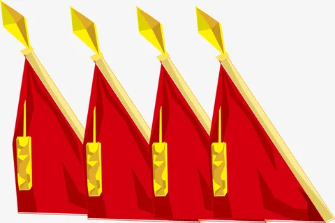 党政党建红旗插画免抠