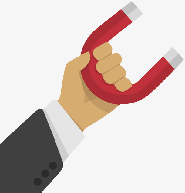 红色天然磁石被穿西装的手臂拿着免抠