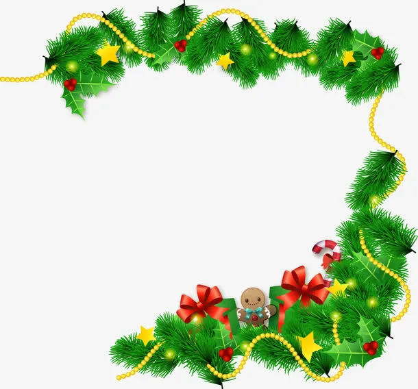 矢量手绘圣诞装饰边框免抠