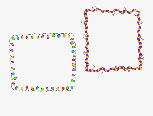 五彩线条边框免抠