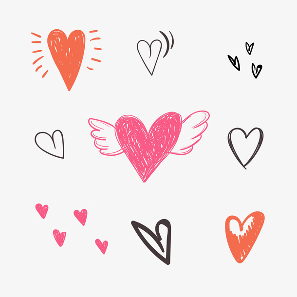 可爱心形爱心涂鸦矢量免抠
