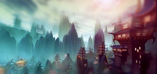 古风建筑淘宝海报背景高清