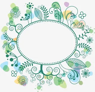 手绘清新花草相框边框免抠