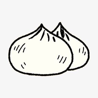 白色简约线条包子免抠