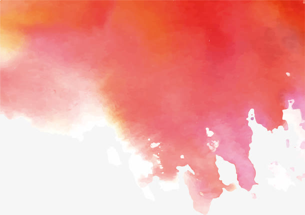 橘红色水彩晕染免抠
