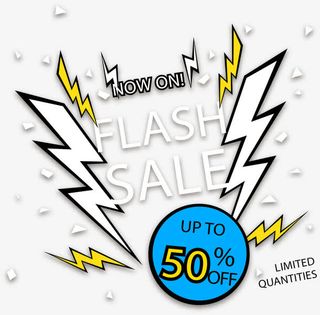 几何图形卡通闪电促销标签素材免抠