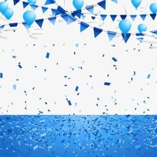 蓝色庆祝漂浮免抠