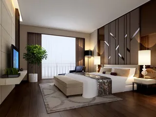 咖啡色卧室家居海报背景