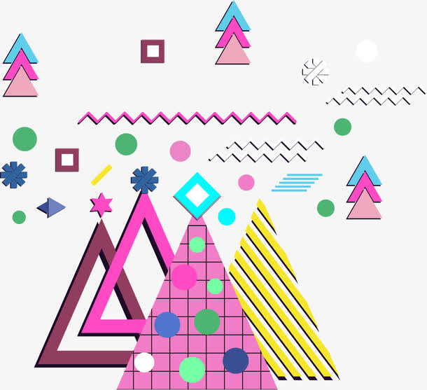 孟菲斯立体几何方块免抠