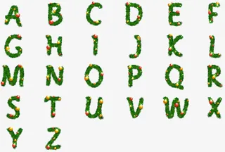 绿色简约植物字母免抠