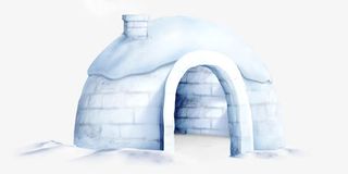 雪地纯白梦幻小屋免抠