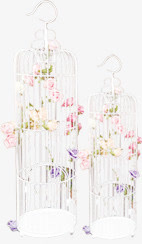 白色鸟笼婚礼玫瑰免抠