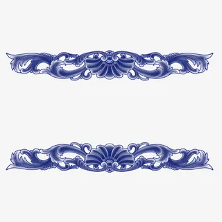 青花瓷边框装饰免抠