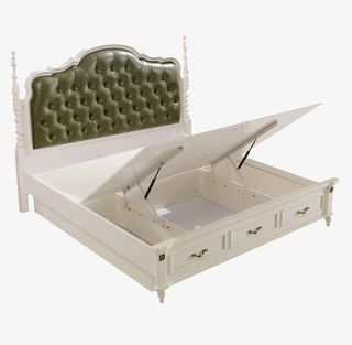 储物高箱床白色婚床免抠