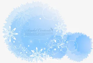 蓝色水墨花纹免抠