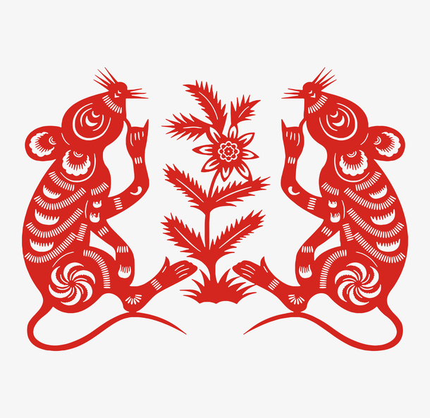 春节 镂空老鼠 雕花老鼠免抠