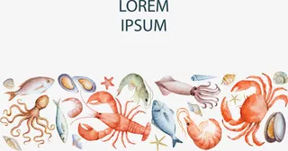 矢量一群海鲜免抠