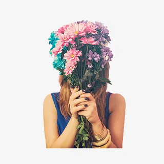 唯美拿花的美女免抠 唯美拿花的美女免抠