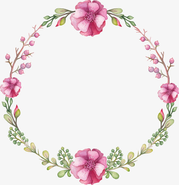 水彩对称花环免抠