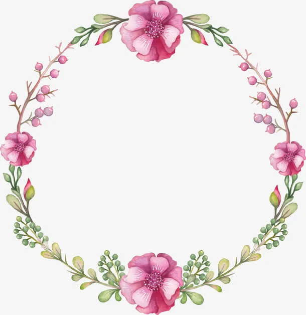 水彩对称花环免抠