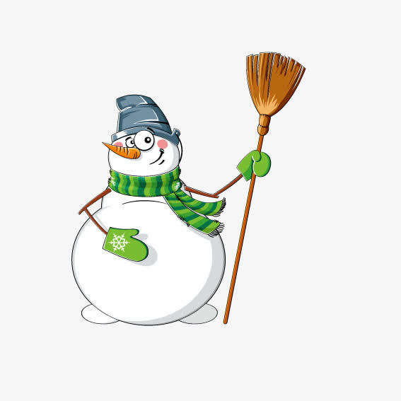 拿着扫把的雪人免抠
