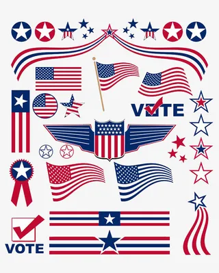 创意潮流美国国旗徽章图案免抠