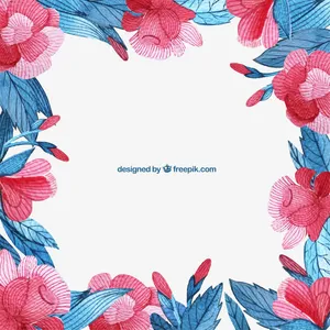 水彩花边框免抠