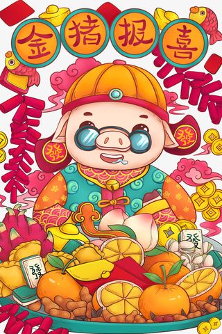 金猪报喜无背景免扣