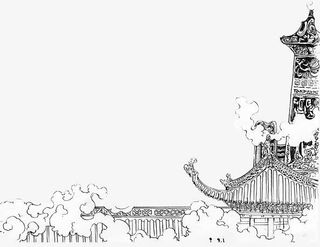 手绘古风建筑的装饰免抠