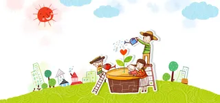 春天绿色植物海报背景高清