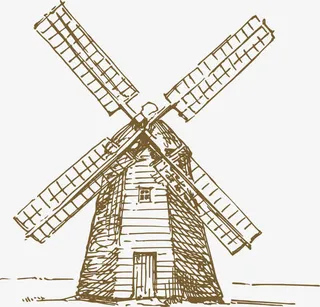 手绘黄色风车免抠