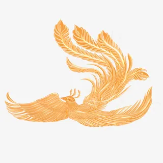 中国风手绘发光凤凰国潮风免抠