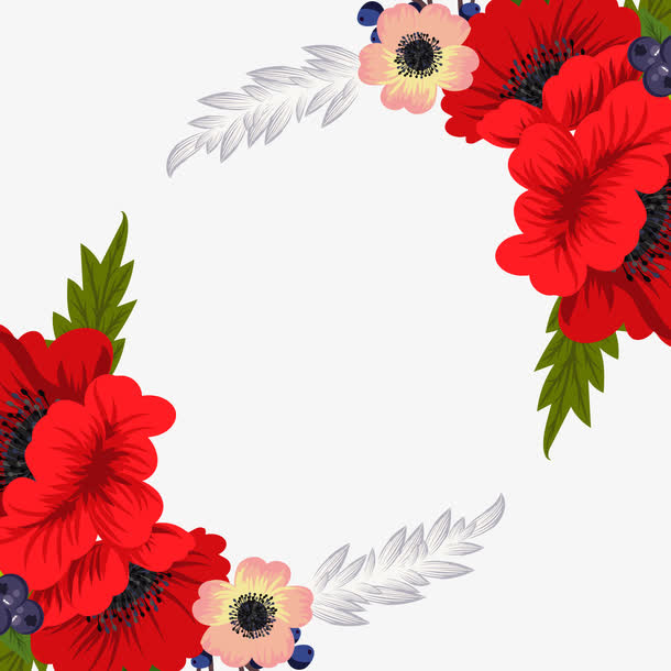 矢量鲜花边框免抠